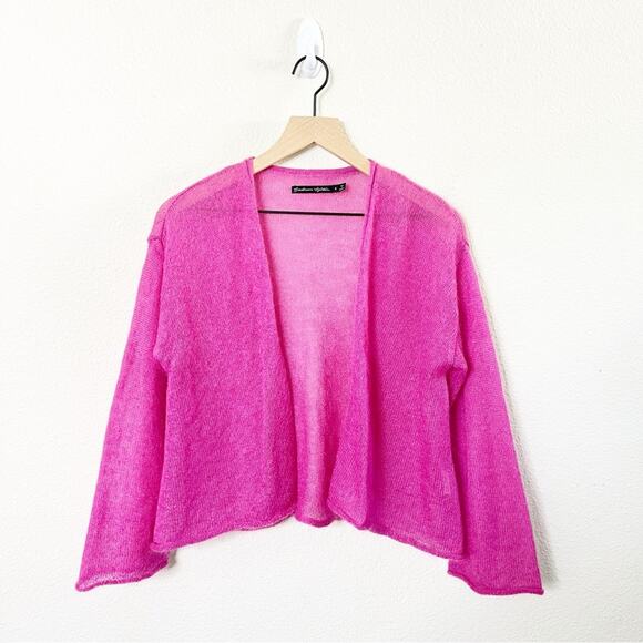 Gudrun Sjoden Pink Mohair Cardigan Open Front Lightweight Sheer Women’s Size S - Picture 1 of 6